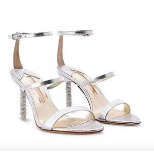 $650 Sophia Webster Women's Rosalind Crystal High Heel Sandals Silver Sz 6 NEW